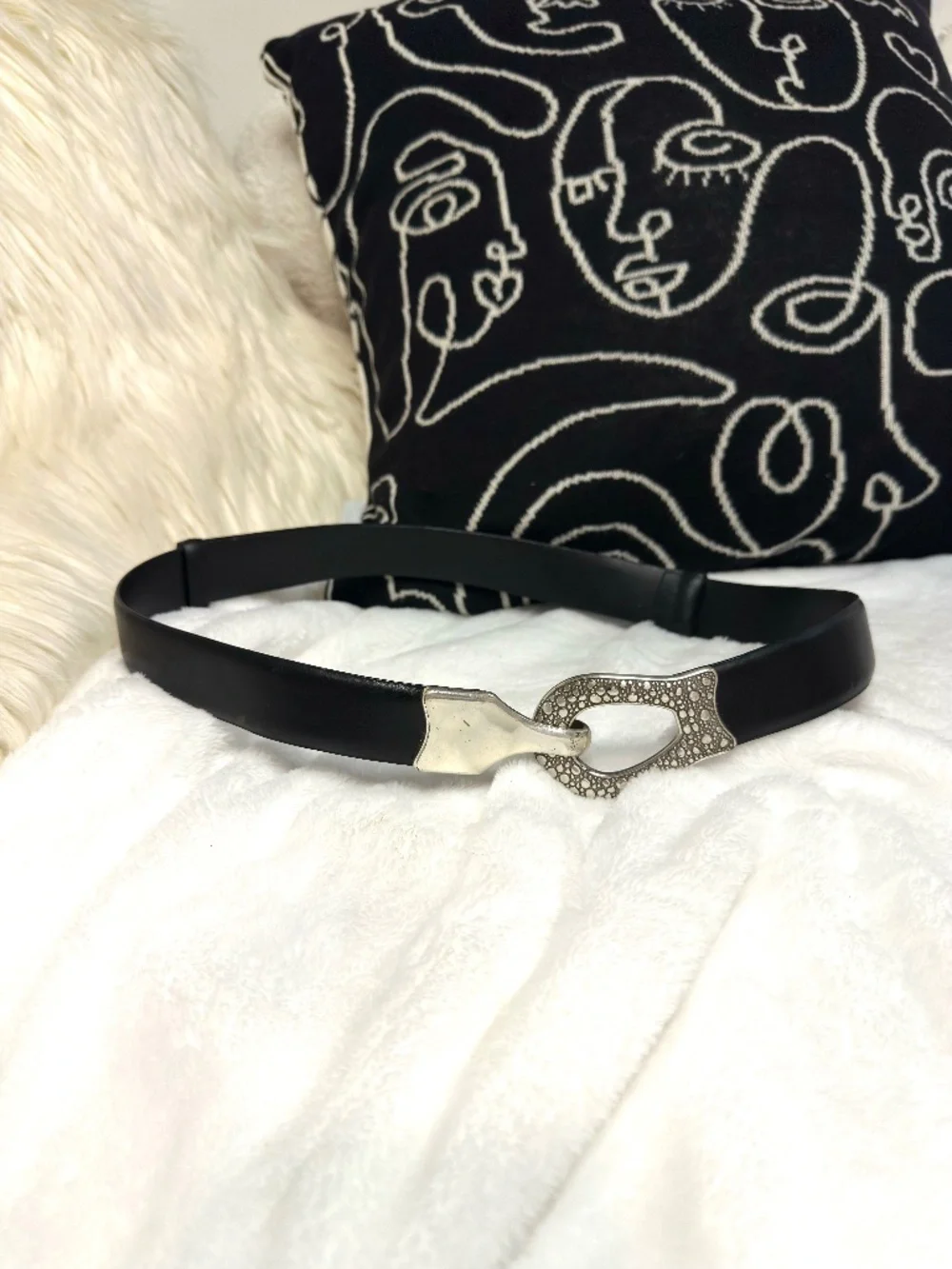 Black leather belt